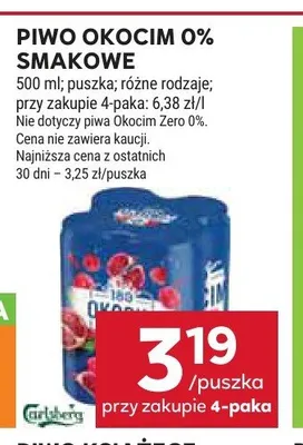 Piwo bezalkoholowe Okocim 0% smakowe promocja w Stokrotka