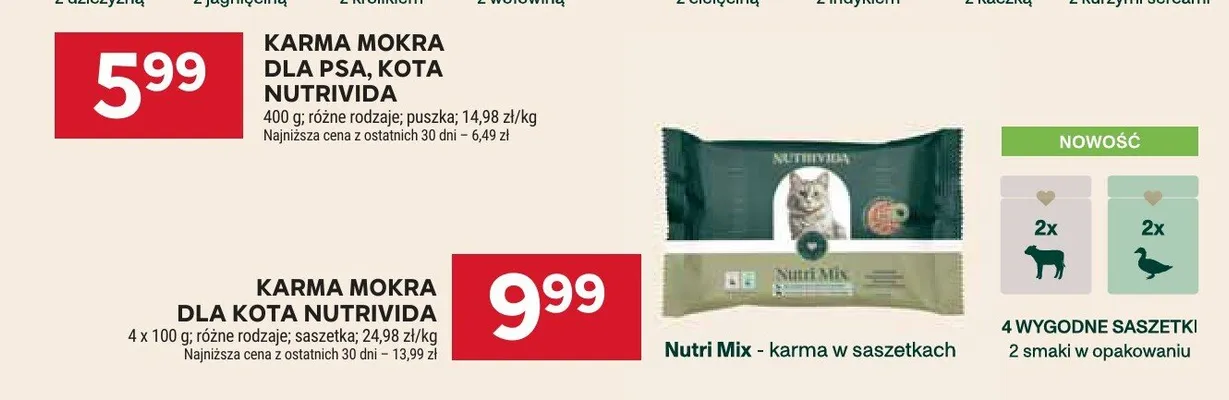 Karma mokra dla kota Nutrivida Nutri Mix promocja w Stokrotka