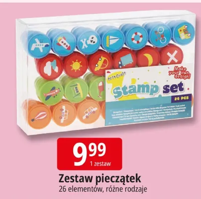 Zestaw pieczątek 26 elementów promocja w Leclerc