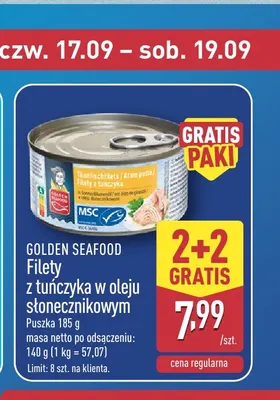 Filety z tuńczyka w oleju słonecznikowym Golden Seafood promocja w Aldi