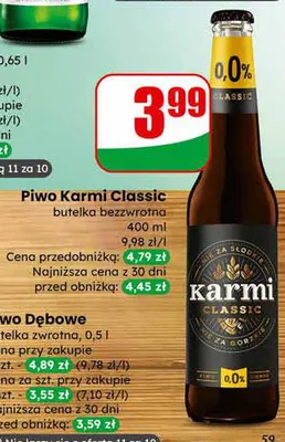 Piwo bezalkoholowe butelka bezwrotna promocja w Dino