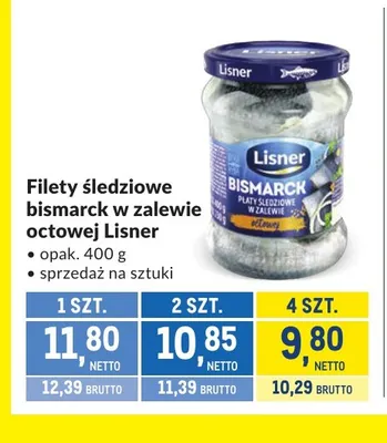 Filety śledziowe bismarck w zalewie octowej Lisner promocja w Makro