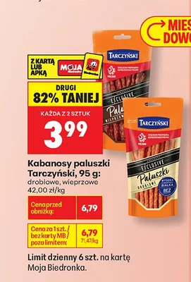 Kabanosy paluszki drobiowe Tarczyński promocja w Biedronka
