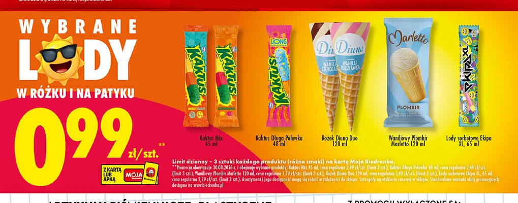 Lody sorbetowe Ekipa XL promocja w Biedronka