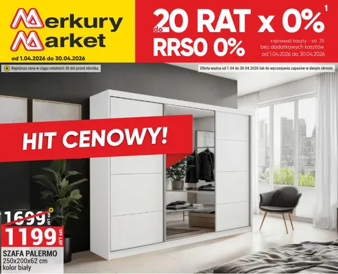 Szafa Palermo 250x200x62 cm kolor biały promocja w Merkury Market