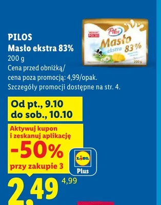 Masło ekstra Pilos 83% promocja w Lidl