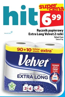 Ręcznik papierowy Extra Long Velvet promocja w TOPAZ