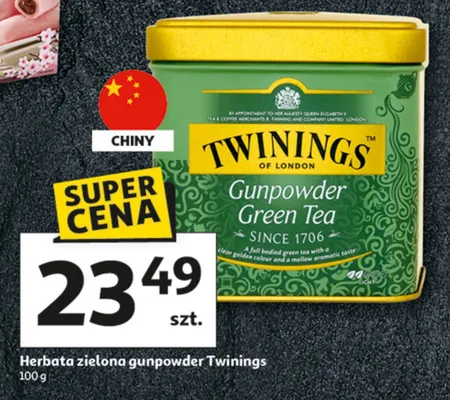 Herbata Herbata zielona gunpowder Twinings promocja w Auchan