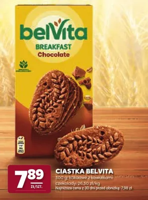 Ciastka Belvita kakaowe z kawałkami czekolady promocja w Stokrotka