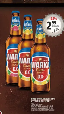 Piwo bezalkoholowe Warka Radler Cytryna promocja w Arhelan