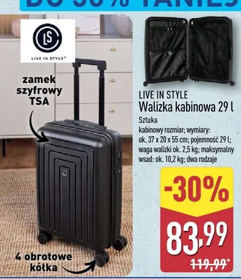 Walizka kabinowa 29 l promocja w Aldi
