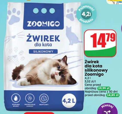 Żwirek dla kota silikonowy Zoomigo promocja w Dino