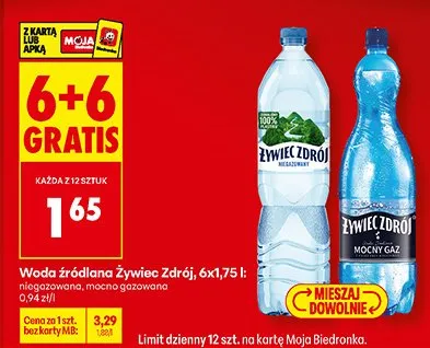 Woda źródlana niegazowana promocja w Biedronka