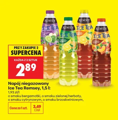 Napój niegazowany Ice Tea Remsey o smaku brzoskwiniowym promocja w Biedronka