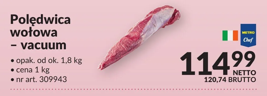 Polędwica wołowa vacuum METRO Chef promocja w Makro