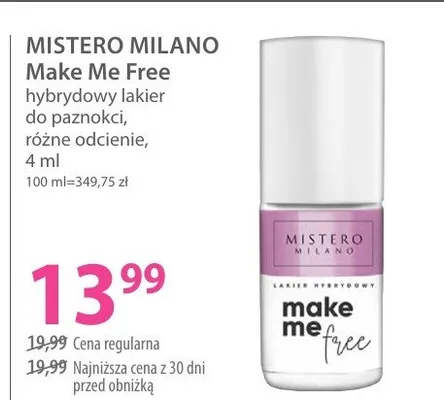 Hybrydowy lakier do paznokci Mistero Milano Make Me Free promocja w Hebe