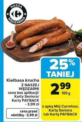 Kiełbasa krucha promocja w Carrefour Market