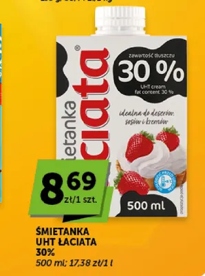 Śmietanka UHT Łaciata 30% promocja w Euro Sklep