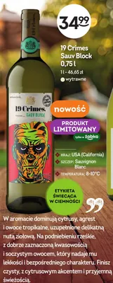 Wino białe wytrawne 19 Crimes Sauv Block promocja w Żabka