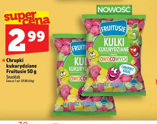 Chrupki kukurydziane Fruitusie Kulki o smaku owocowym promocja w TOPAZ