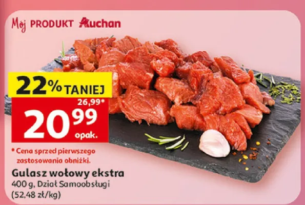 Gulasz wołowy ekstra Auchan promocja w Auchan