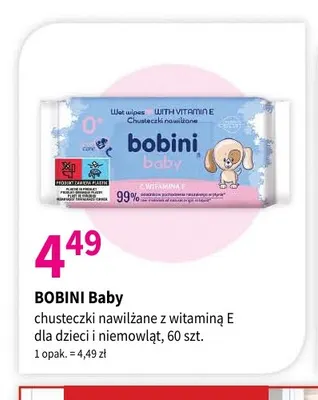 Chusteczki nawilżane z witaminą E dla dzieci i niemowląt Bobini Baby promocja w Drogerie Polskie