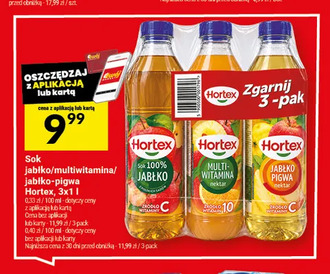 Sok jabłko, multiwitamina, jabłko-pigwa Hortex 3-pak promocja w Twój Market