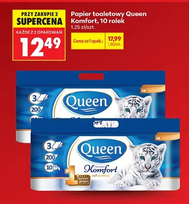 Papier toaletowy Queen Komfort promocja w Biedronka