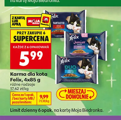 Karma dla kota Felix Fantastic 4-pak promocja w Biedronka