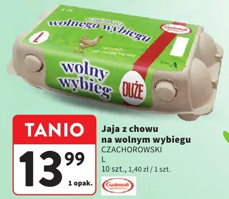 Jaja z chowu na wolnym wybiegu 10 szt., 1,40 zł / 1 szt. promocja w Intermarche