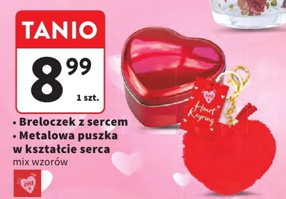 Metalowa puszka w kształcie serca mix wzorów promocja w Intermarche