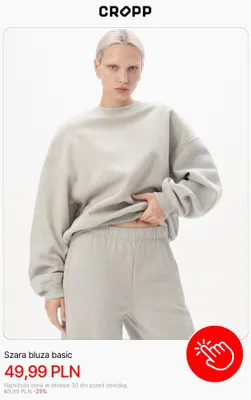 Szara bluza basic Cropp promocja w Cropp