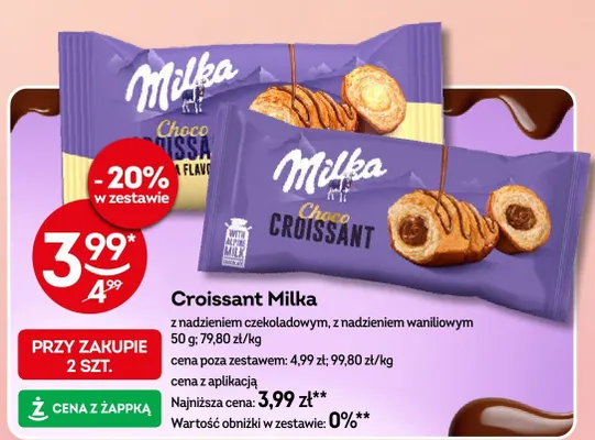 Croissant Milka Choco z nadzieniem waniliowym promocja w Żabka