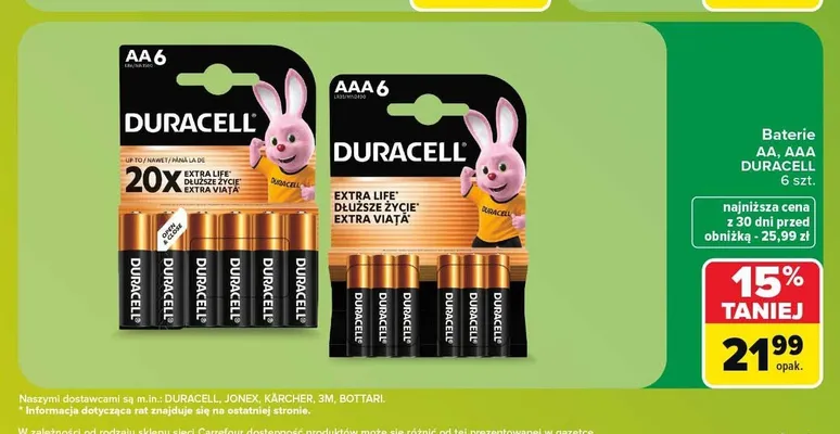 Baterie AA Duracell 6-pak promocja w Carrefour