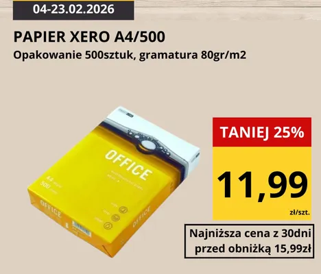 Papier XERO A4/500 OFFICE promocja w Supeco