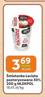 Śmietanka Łaciata pasteryzowana 30% Mlekpol promocja w Społem Częstochowa