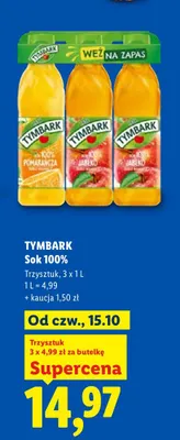 Sok Tymbark 3-pak 100% promocja w Lidl