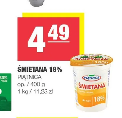 Śmietana 18% Piątnica promocja w SPAR