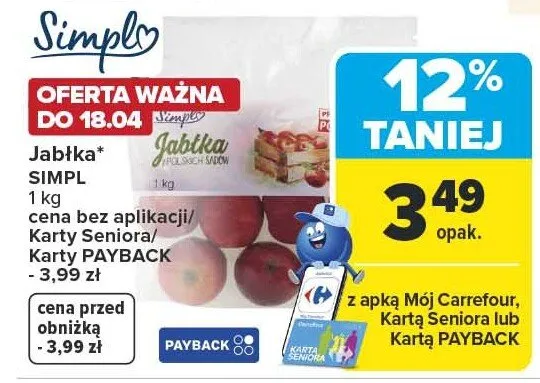 Jabłka SIMPL promocja w Carrefour Market