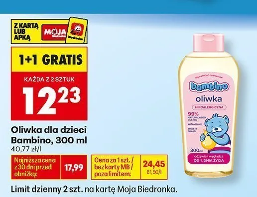 Oliwka dla dzieci Bambino promocja w Biedronka