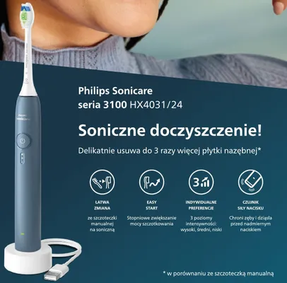 Szczoteczka soniczna Philips Sonicare 3100 HX4031/24 promocja w Rossmann