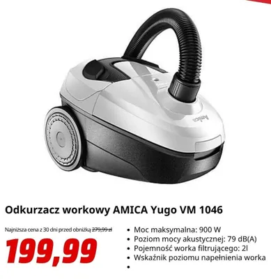 Odkurzacz workowy Amica Yugo VM 1046 promocja w Media Markt