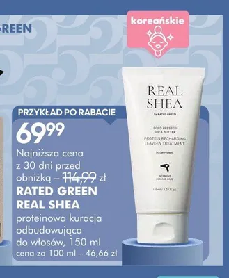 Proteinowa kuracja odbudowująca do włosów RATED GREEN Real Shea promocja w Super-Pharm