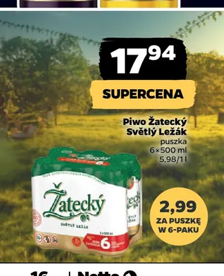 Piwo Žatecký Světlý Ležák 6-pak 500 ml promocja w Netto