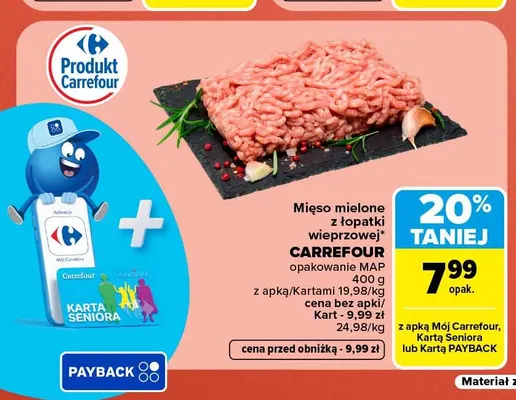 Mięso mielone z łopatki wieprzowej Carrefour promocja w Carrefour