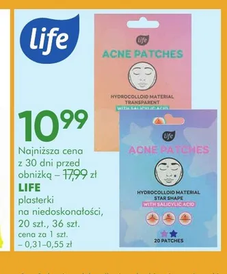Plasterki na niedoskonałości Life Acne Patches 36 szt. promocja w Super-Pharm