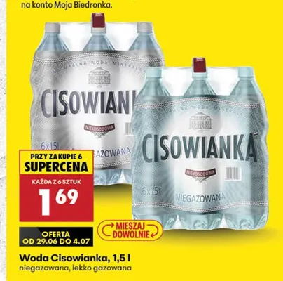 Woda Cisowianka niegazowana promocja w Biedronka