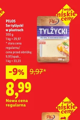 Ser tylżycki w plastrach Pilos promocja w Lidl