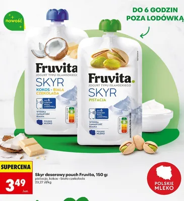 Jogurt typu islandzkiego Skyr Fruvita kokos - biała czekolada promocja w Biedronka