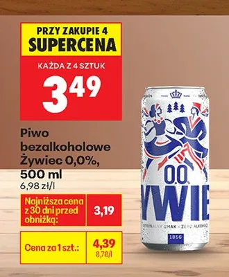 Piwo bezalkoholowe Żywiec 0,0% promocja w Biedronka